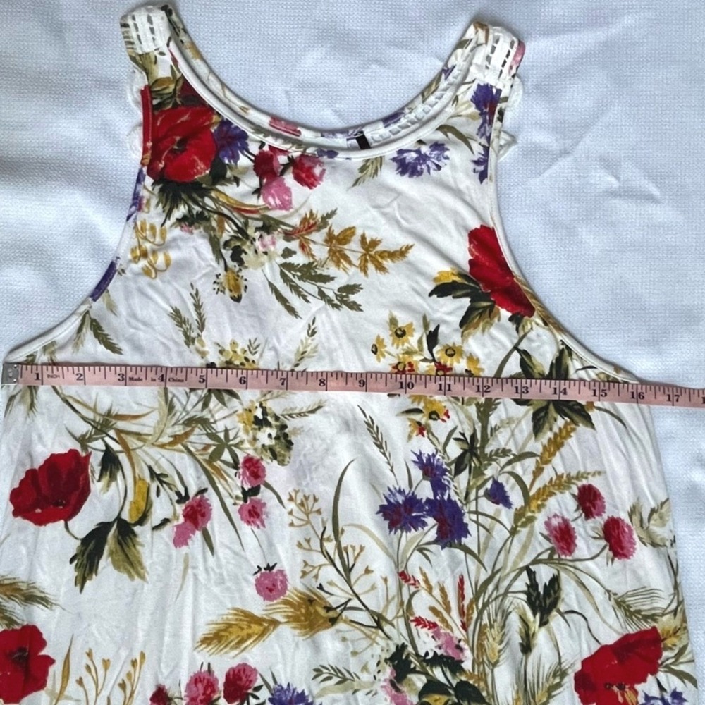 Anthropologie Akemi + Kin Floral Tank Top Womens Medium Boho Crochet Lace Back - Picture 8 of 10